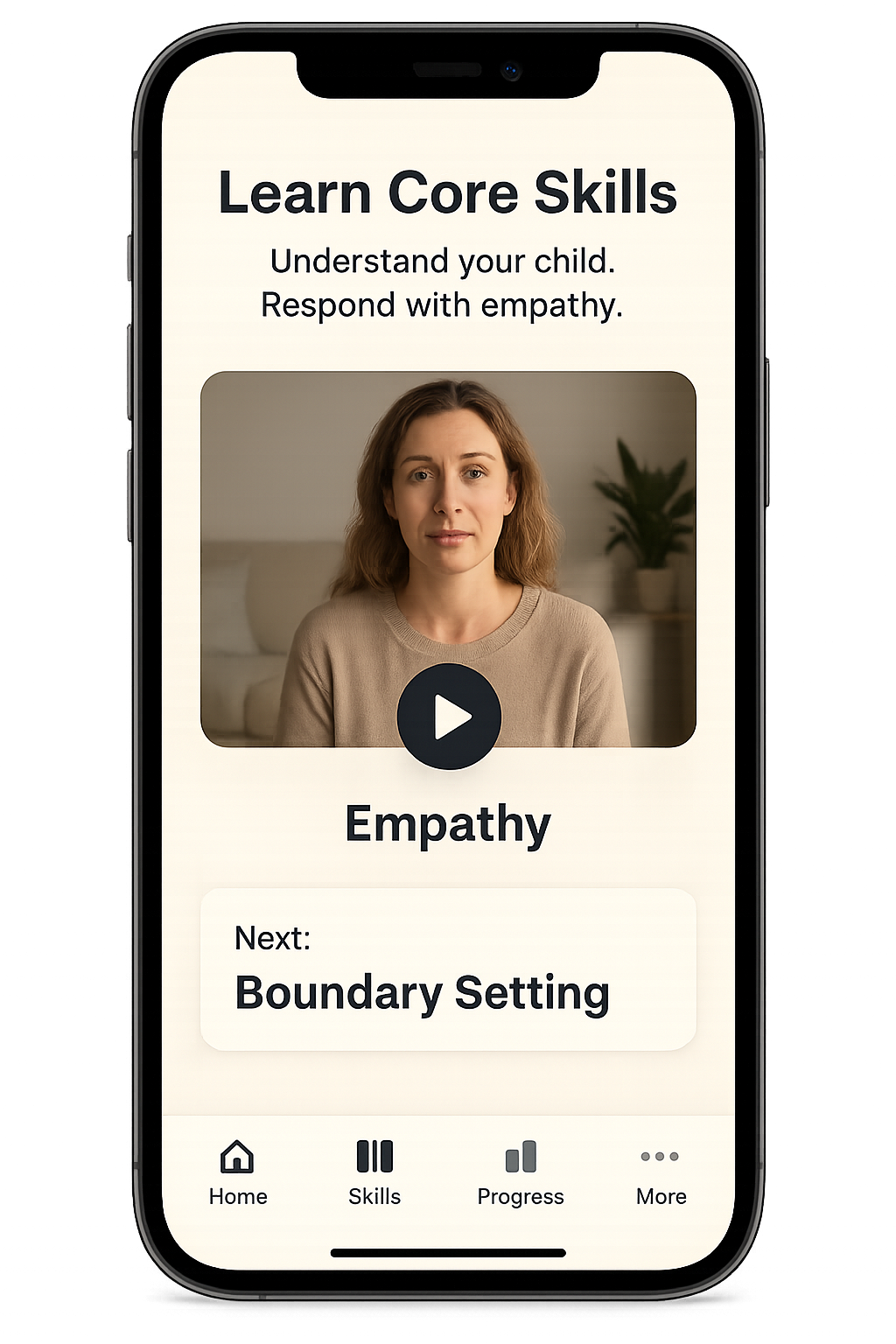 Core Skills screen showing lesson list and progress